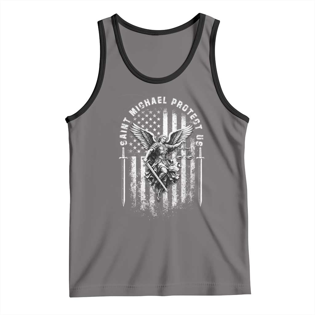 Vintage Saint Michael Archangel Protect Us Prayer Tank Top TS12 Deep Heather Black Print Your Wear