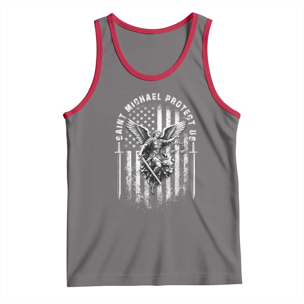 Vintage Saint Michael Archangel Protect Us Prayer Tank Top TS12 Deep Heather Red Print Your Wear