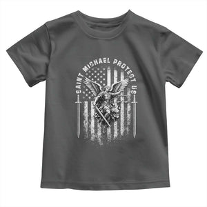 Vintage Saint Michael Archangel Protect Us Prayer Toddler T Shirt TS12 Dark Heather Print Your Wear
