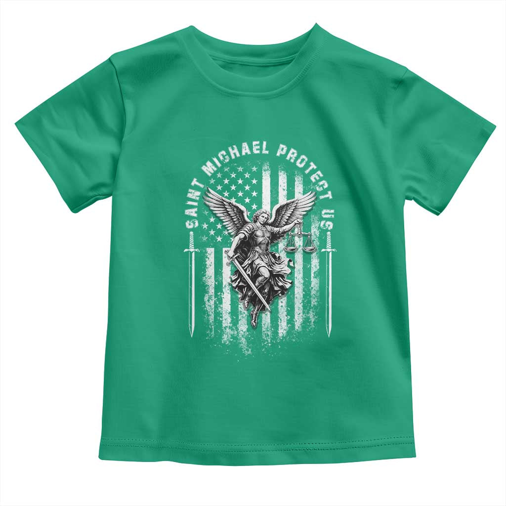 Vintage Saint Michael Archangel Protect Us Prayer Toddler T Shirt TS12 Irish Green Print Your Wear