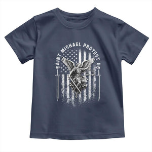 Vintage Saint Michael Archangel Protect Us Prayer Toddler T Shirt TS12 Navy Print Your Wear