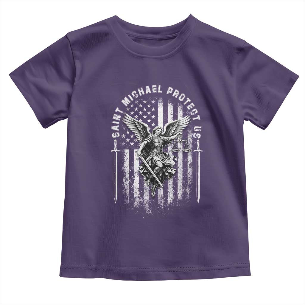 Vintage Saint Michael Archangel Protect Us Prayer Toddler T Shirt TS12 Purple Print Your Wear