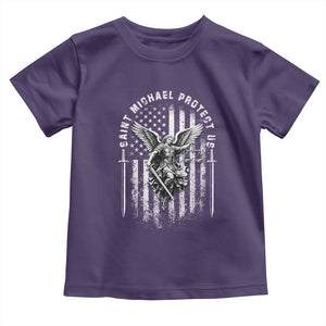 Vintage Saint Michael Archangel Protect Us Prayer Toddler T Shirt TS12 Purple Print Your Wear