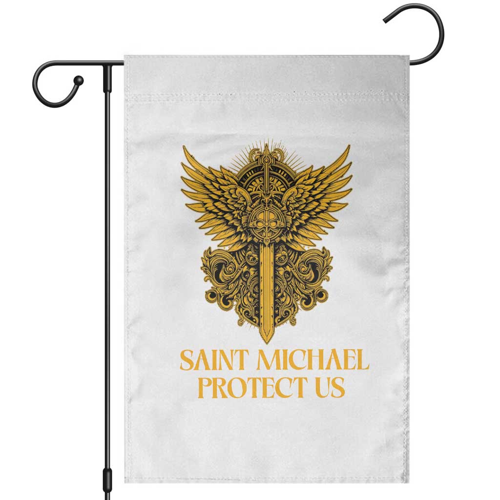 Vintage Catholic Saint Michael Protect Us Garden Flag Religious Gift TS12 Black Print Your Wear
