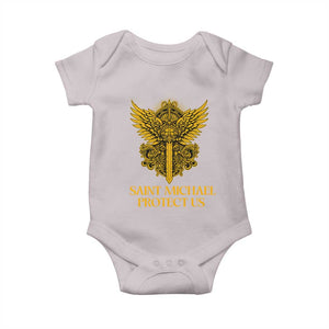 Vintage Catholic Saint Michael Protect Us Baby Onesie Religious Gift TS12 Ice Gray Print Your Wear