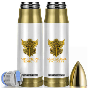 Vintage Catholic Saint Michael Protect Us Bullet Tumbler Religious Gift TS12 White Print Your Wear