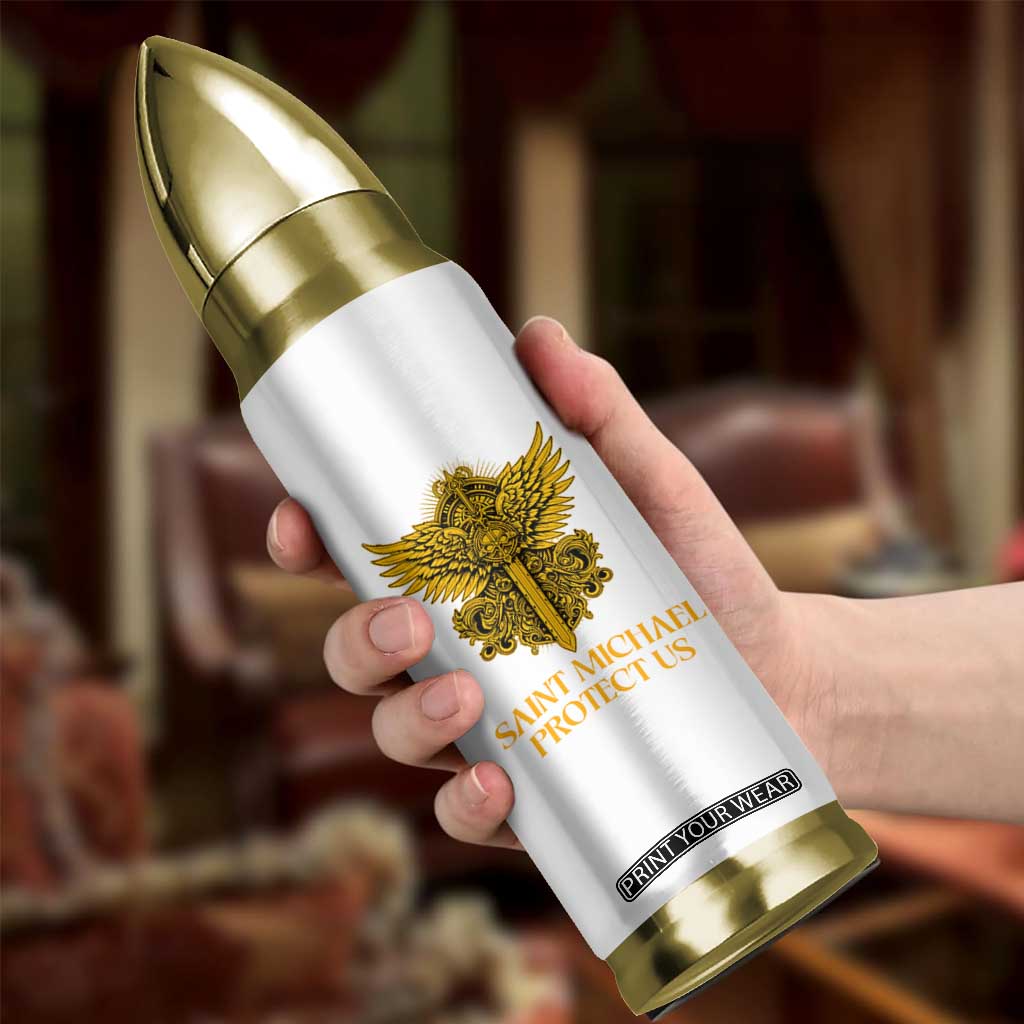 Vintage Catholic Saint Michael Protect Us Bullet Tumbler Religious Gift TS12 Print Your Wear