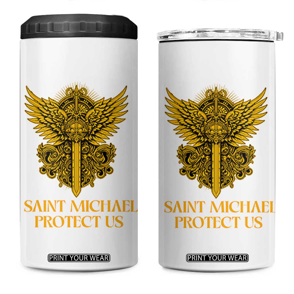 Vintage Catholic Saint Michael Protect Us 4 in 1 Can Cooler Tumbler Religious Gift TS12 One Size: 16 oz White Print Your Wear
