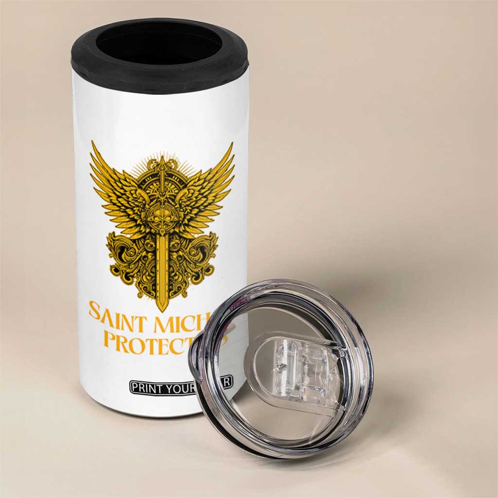Vintage Catholic Saint Michael Protect Us 4 in 1 Can Cooler Tumbler Religious Gift TS12 Print Your Wear