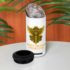 Vintage Catholic Saint Michael Protect Us 4 in 1 Can Cooler Tumbler Religious Gift TS12 Print Your Wear