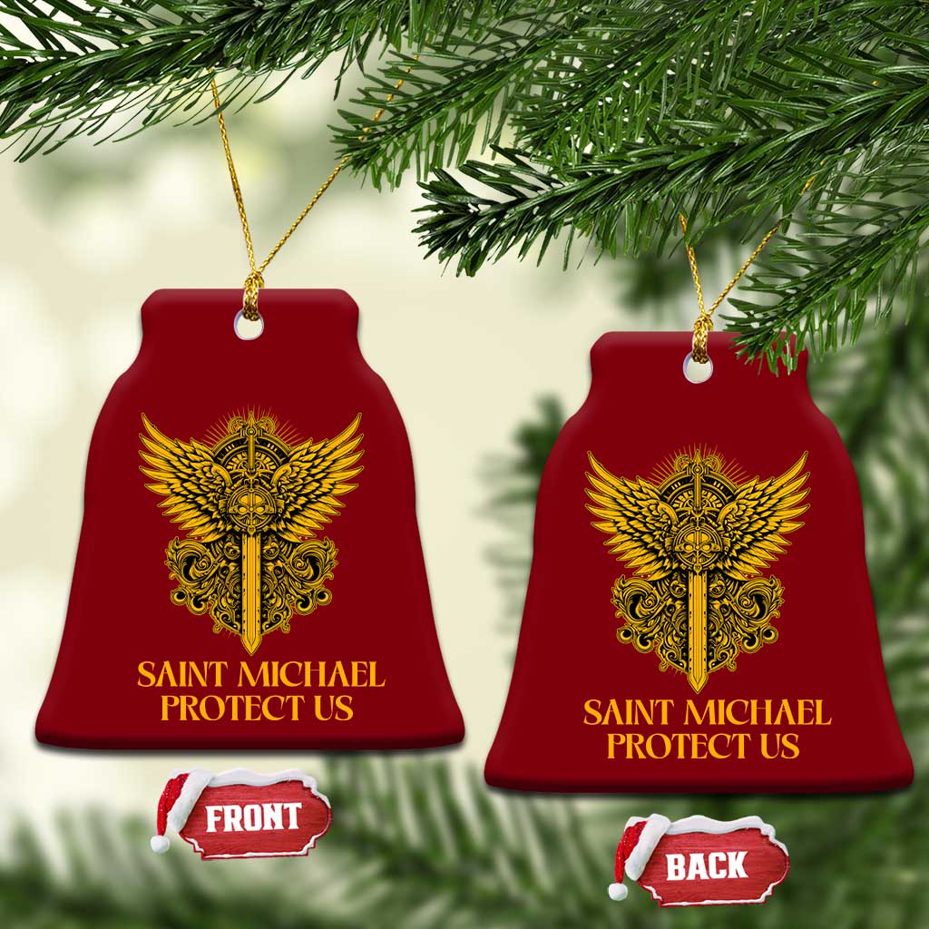 Vintage Catholic Saint Michael Protect Us Ceramic Ornament Religious Gift TS12 Print Your Wear