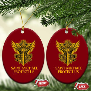 Vintage Catholic Saint Michael Protect Us Ceramic Ornament Religious Gift TS12 Print Your Wear