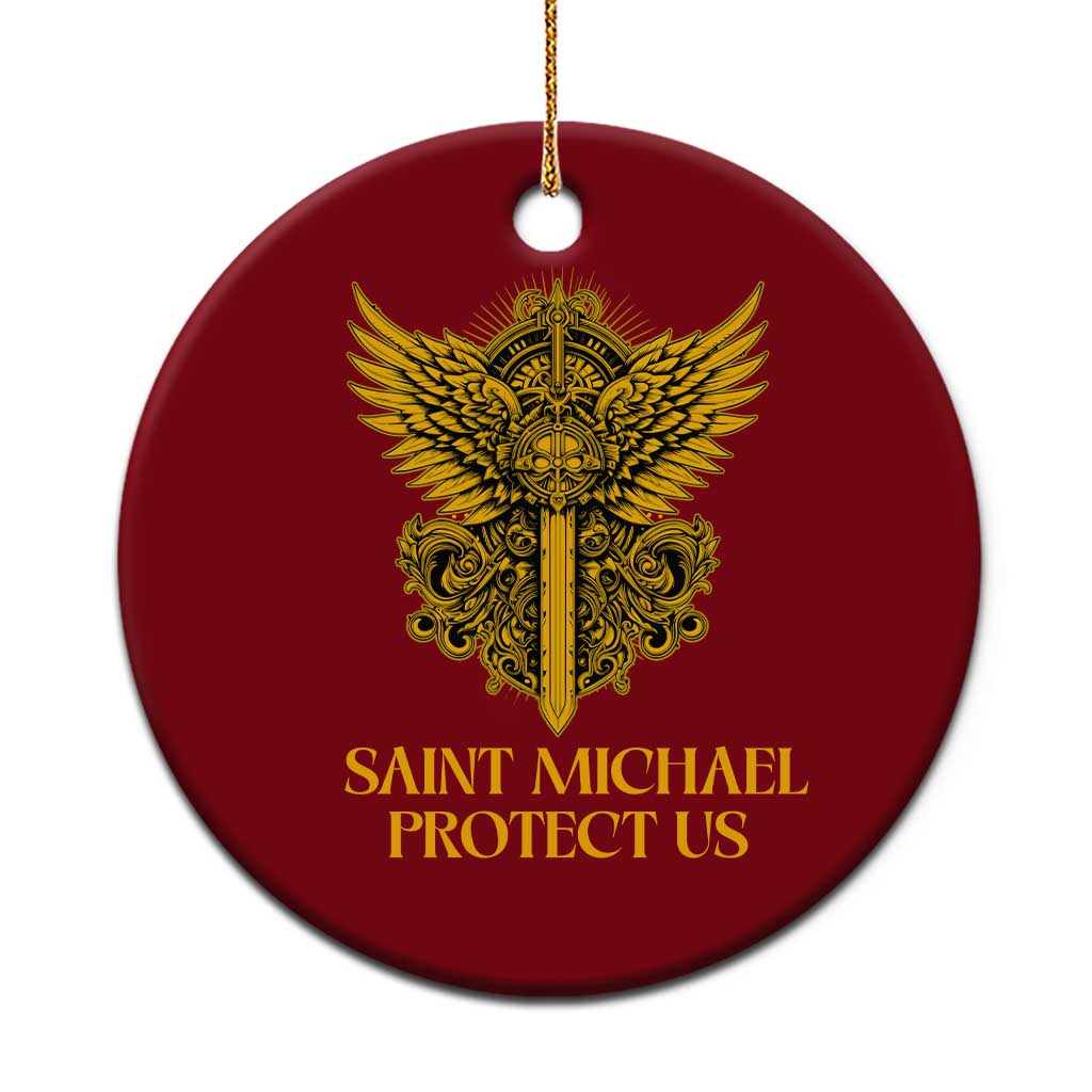 Vintage Catholic Saint Michael Protect Us Ceramic Ornament Religious Gift TS12 1pc Red Print Your Wear