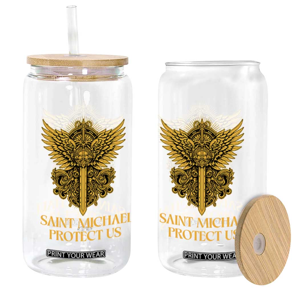 Vintage Catholic Saint Michael Protect Us Glass Can Religious Gift TS12 Print Your Wear