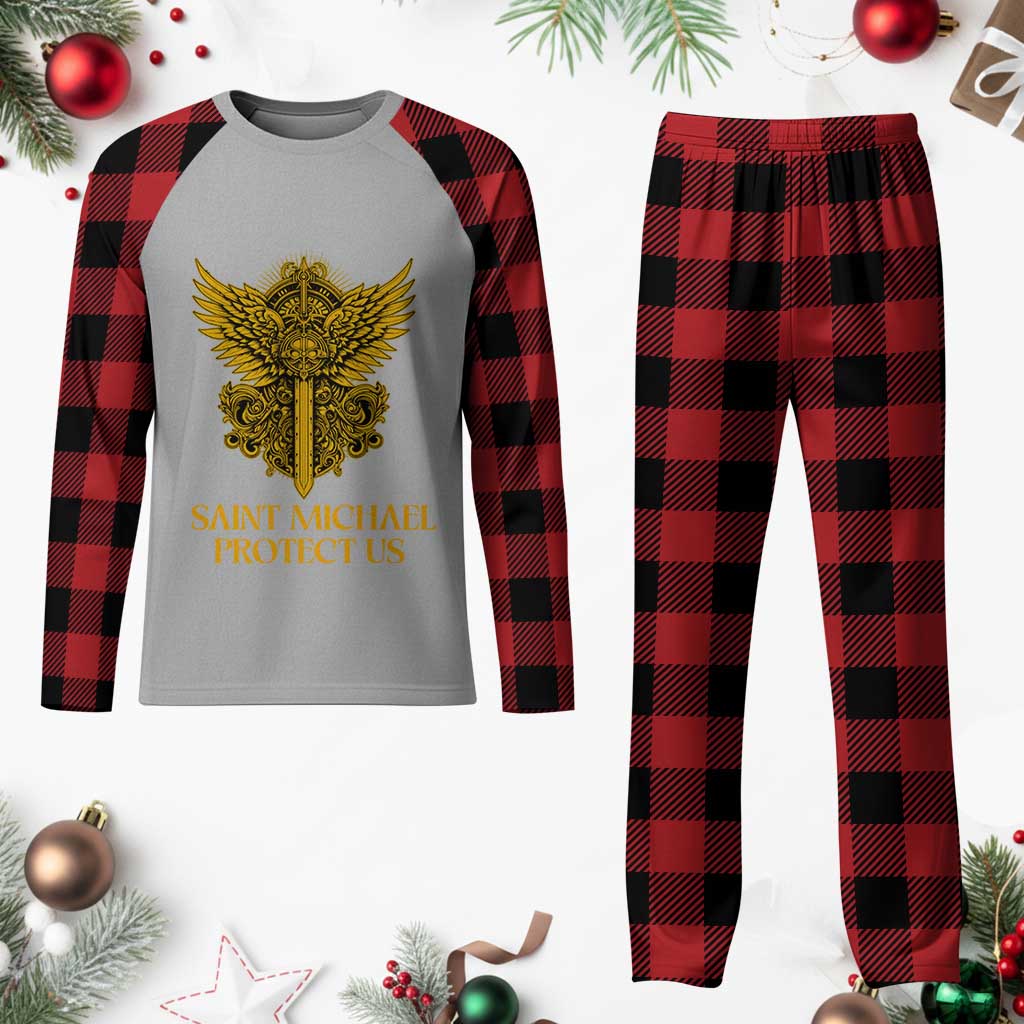 Vintage Catholic Saint Michael Protect Us Plaid Pajama Set Religious Gift TS12 Buffalo Plaid Print Your Wear