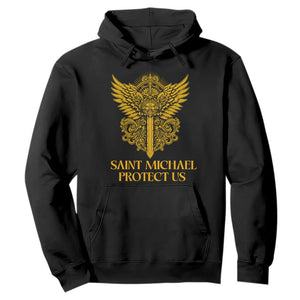 Vintage Catholic Saint Michael Protect Us Hoodie Religious Gift TS12 Black Print Your Wear