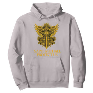 Vintage Catholic Saint Michael Protect Us Hoodie Religious Gift TS12 Ice Gray Print Your Wear