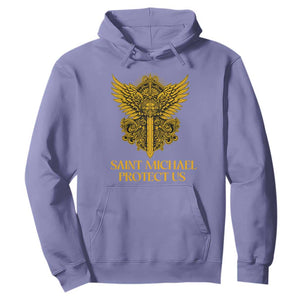 Vintage Catholic Saint Michael Protect Us Hoodie Religious Gift TS12 Violet Print Your Wear