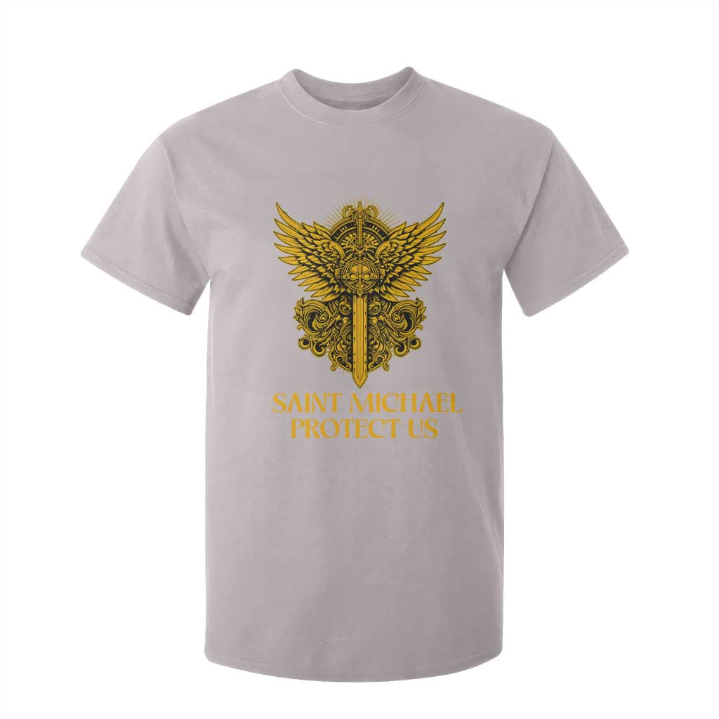 Vintage Catholic Saint Michael Protect Us T Shirt For Kid Religious Gift TS12 Ice Gray Print Your Wear