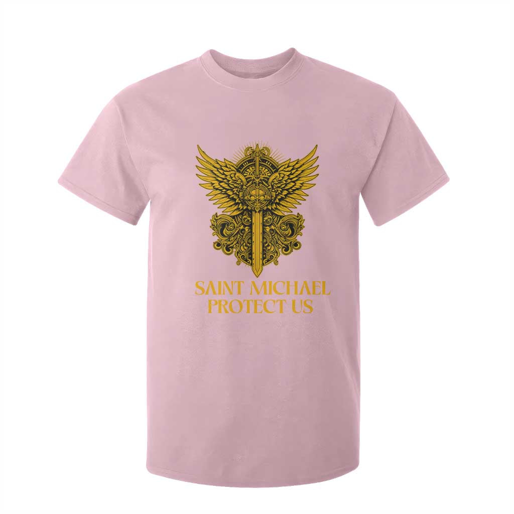 Vintage Catholic Saint Michael Protect Us T Shirt For Kid Religious Gift TS12 Light Pink Print Your Wear