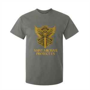 Vintage Catholic Saint Michael Protect Us T Shirt For Kid Religious Gift TS12 Military Green Print Your Wear