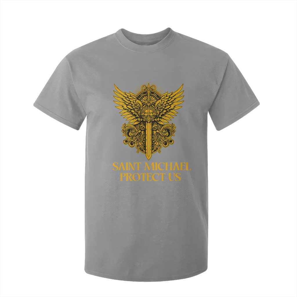 Vintage Catholic Saint Michael Protect Us T Shirt For Kid Religious Gift TS12 Sport Gray Print Your Wear
