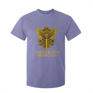 Vintage Catholic Saint Michael Protect Us T Shirt For Kid Religious Gift TS12 Violet Print Your Wear