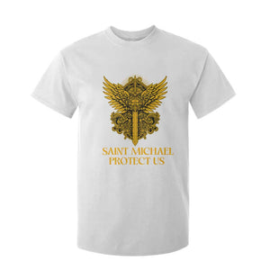Vintage Catholic Saint Michael Protect Us T Shirt For Kid Religious Gift TS12 White Print Your Wear