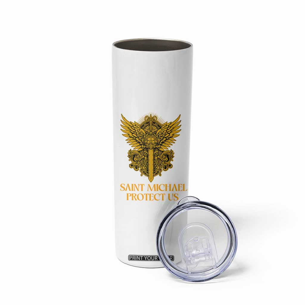 Vintage Catholic Saint Michael Protect Us Skinny Tumbler Religious Gift TS12 Print Your Wear