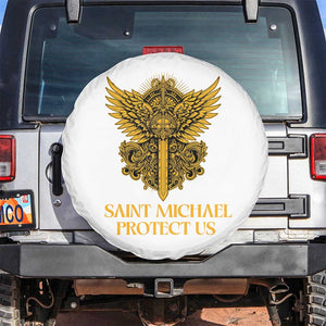 Vintage Catholic Saint Michael Protect Us Spare Tire Cover Religious Gift TS12 No hole Black Print Your Wear