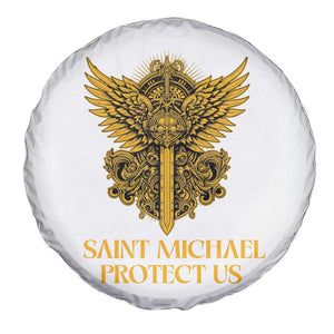 Vintage Catholic Saint Michael Protect Us Spare Tire Cover Religious Gift TS12 Print Your Wear