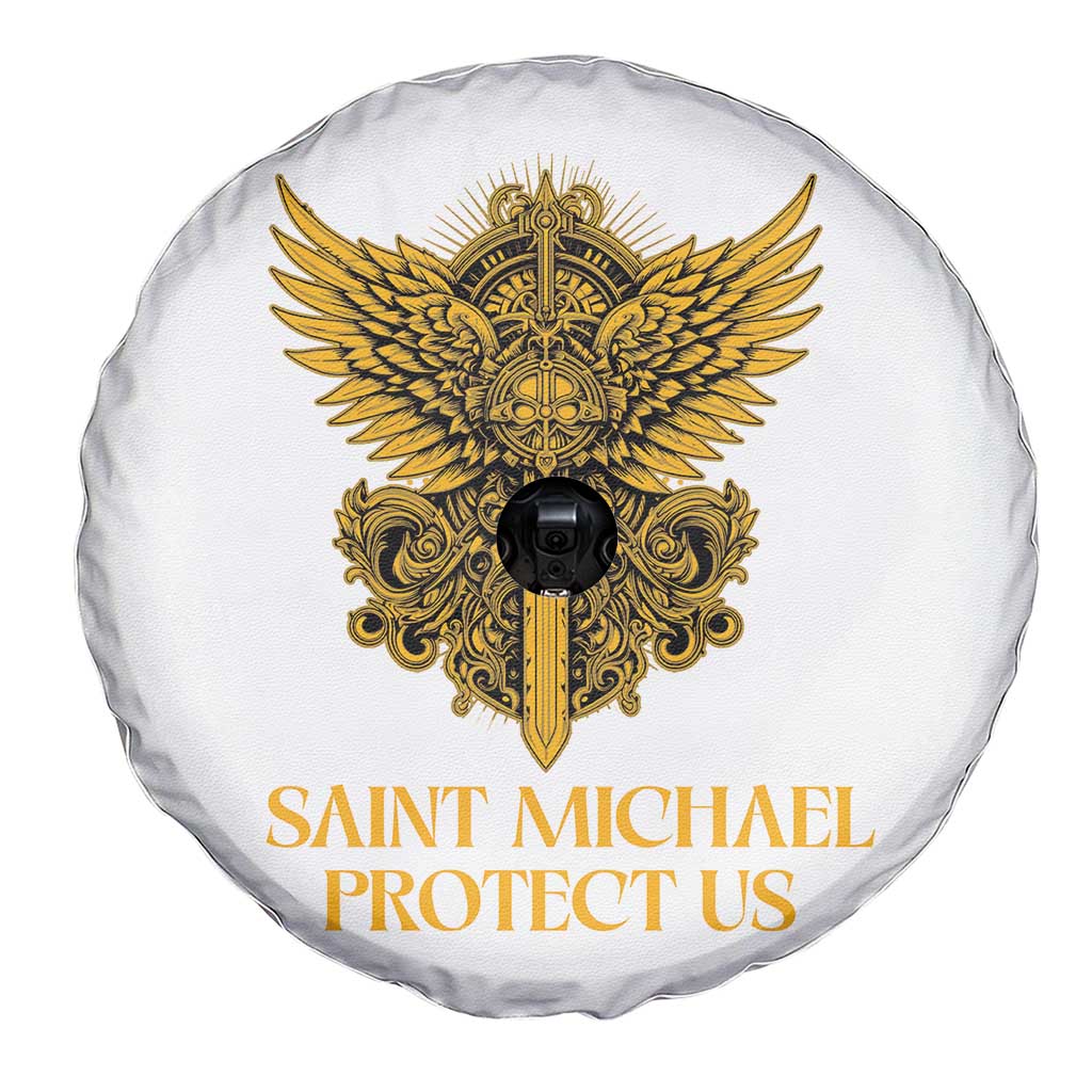 Vintage Catholic Saint Michael Protect Us Spare Tire Cover Religious Gift TS12 Print Your Wear