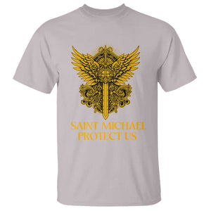 Vintage Catholic Saint Michael Protect Us T Shirt Religious Gift TS12 Ice Gray Print Your Wear