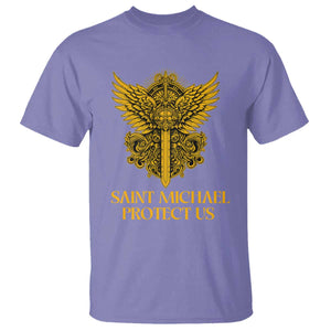 Vintage Catholic Saint Michael Protect Us T Shirt Religious Gift TS12 Violet Print Your Wear
