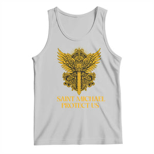 Vintage Catholic Saint Michael Protect Us Tank Top Religious Gift TS12 Ash Print Your Wear