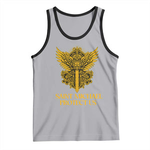 Vintage Catholic Saint Michael Protect Us Tank Top Religious Gift TS12 Athletic Heather Black Print Your Wear
