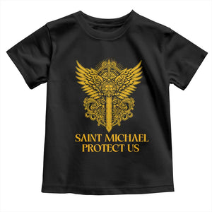 Vintage Catholic Saint Michael Protect Us Toddler T Shirt Religious Gift TS12 Black Print Your Wear