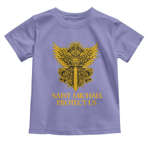 Vintage Catholic Saint Michael Protect Us Toddler T Shirt Religious Gift TS12 Violet Print Your Wear