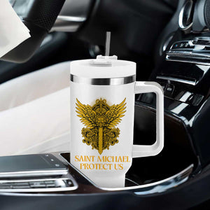 Vintage Catholic Saint Michael Protect Us Tumbler With Handle Religious Gift TS12 Print Your Wear