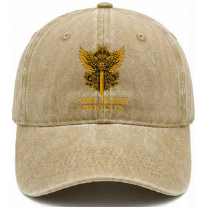 Vintage Catholic Saint Michael Protect Us Washed Cotton Baseball Cap Religious Gift TS12 Print Your Wear