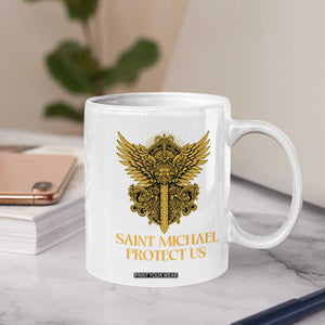 Vintage Catholic Saint Michael Protect Us Coffee Mug Religious Gift TS12 Print Your Wear