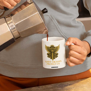 Vintage Catholic Saint Michael Protect Us Coffee Mug Religious Gift TS12 Print Your Wear