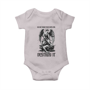 Do Not Make Peace With Evil Baby Onesie Archangel Saint Michael TS12 Ice Gray Print Your Wear