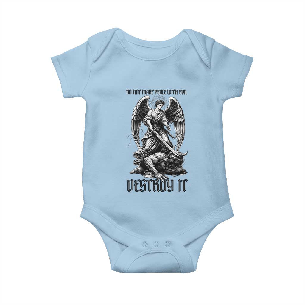 Do Not Make Peace With Evil Baby Onesie Archangel Saint Michael TS12 Light Blue Print Your Wear