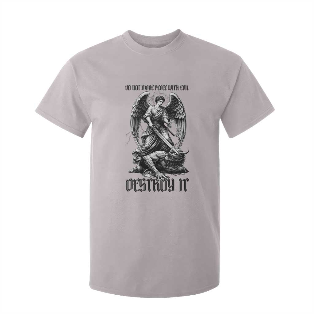 Do Not Make Peace With Evil T Shirt For Kid Archangel Saint Michael TS12 Ice Gray Print Your Wear