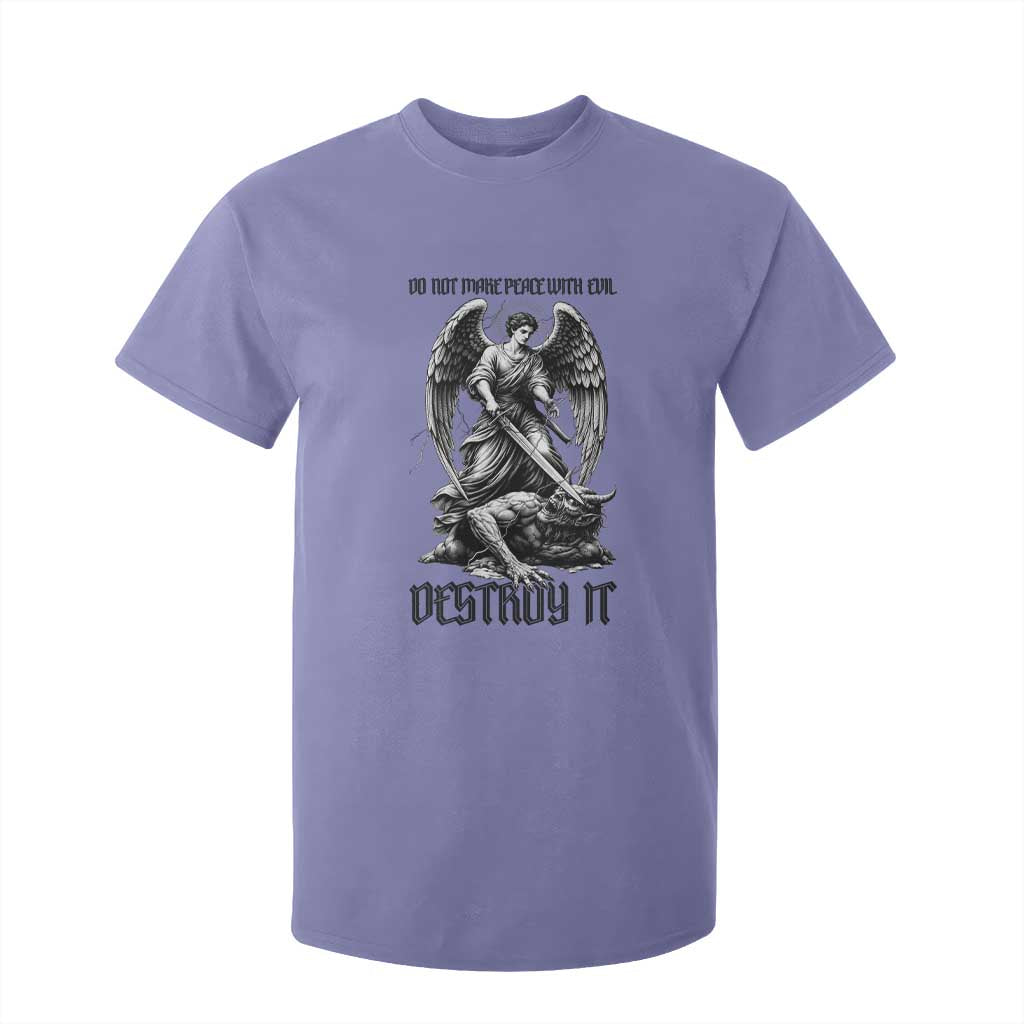Do Not Make Peace With Evil T Shirt For Kid Archangel Saint Michael TS12 Violet Print Your Wear