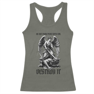 Do Not Make Peace With Evil Racerback Tank Top Archangel Saint Michael TS12 Military Green Print Your Wear