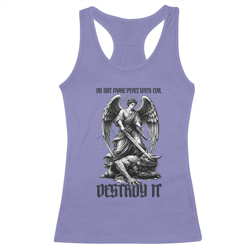 Do Not Make Peace With Evil Racerback Tank Top Archangel Saint Michael TS12 Violet Print Your Wear