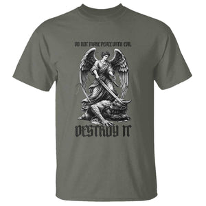 Do Not Make Peace With Evil T Shirt Archangel Saint Michael TS12 Military Green Print Your Wear