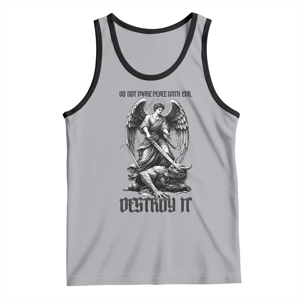 Do Not Make Peace With Evil Tank Top Archangel Saint Michael TS12 Athletic Heather Black Print Your Wear